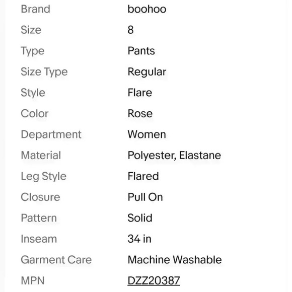 Womens boohoo Isobel Longer length rib slinkly flare pant Rose Sz 8 - Picture 10 of 10